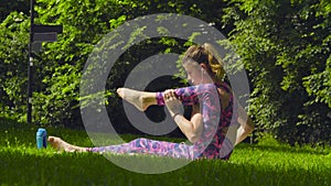 Young woman doing yoga exercises