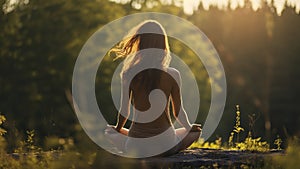 young woman doing yoga in the nature, yoga time in the naturre, woman relaxing in the nature, pretty woman doing yoga exercise