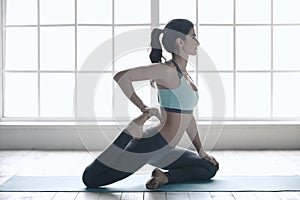 Young Woman Doing Yoga Pose Exercise Healthy Lifestyle