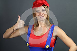 Young woman dressed as a character from video games