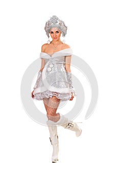 young woman dressed as Snow Maiden