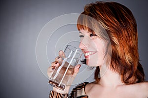 young woman drink water