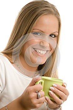 Young woman drinking coffe