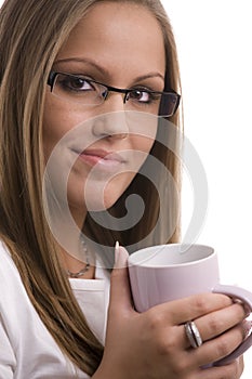 Young woman drinking coffe