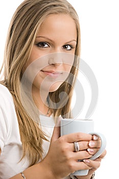 Young woman drinking coffee