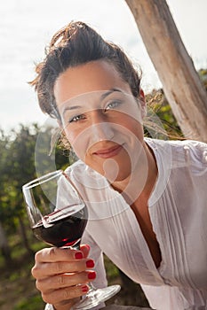 Young Woman Drinking Wine