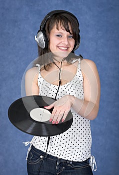 Young woman in earphones