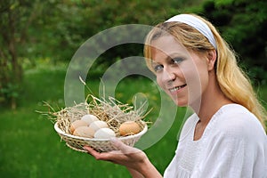 Young woman and Easter eggs