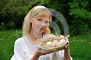 Young woman and Easter eggs