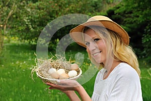 Young woman and Easter eggs
