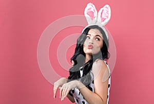 Young woman with Easter rabbit ears