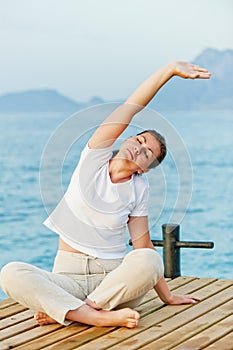 Young woman engaged in Pilates