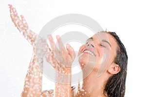 Young woman enjoy shower