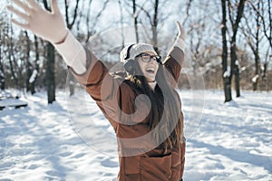 Young woman enjoy winter day