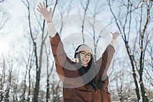 Young woman enjoy winter day