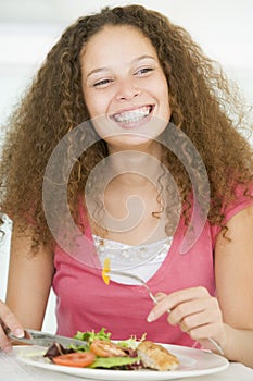 Young Woman Enjoying Healthy meal,mealtime