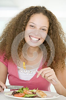 Young Woman Enjoying Healthy meal,mealtime