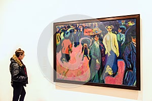 Young woman and Ernst Ludwig Kirchner painting