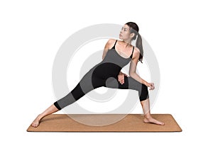 Young woman exercise yoga pose on yoga mat