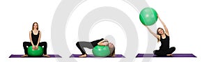 Young woman exercising with swiss ball