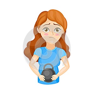 Young Woman Experiencing Heaviness in the Stomach Vector Illustration photo