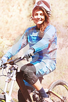 Young woman extreme sport biker