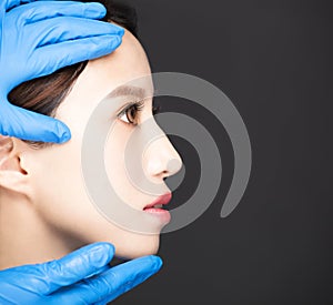 Young woman face with medical beauty concept