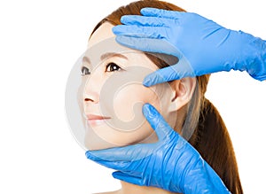 young woman face with medical beauty concept