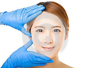 young woman face with medical beauty concept