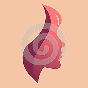 Young woman with fashionable hair outline only, silhouette, girl, woman, hairstyle, vector