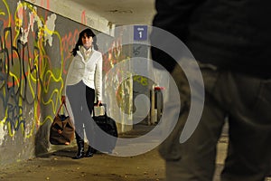 Young woman fears man