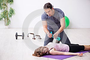 Young woman feeling bad during training in first aid concept