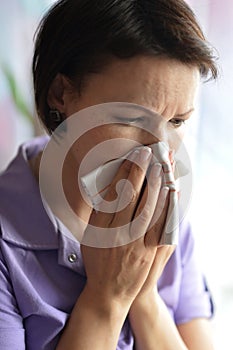 Young woman feels sickness