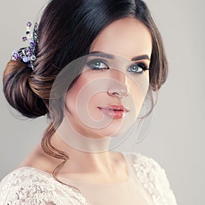 Young Woman Fiancee with Bridal Hairstyle