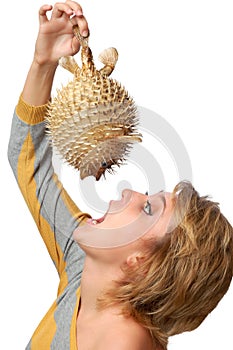 Young woman with fish