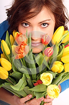Young woman with flowers