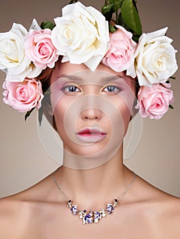 Young woman with flowers in Hair