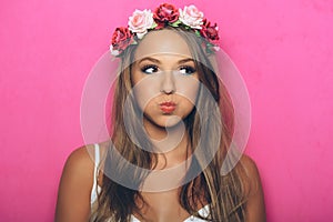 Young woman with flowers in her hair