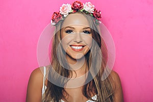 Young woman with flowers in her hair