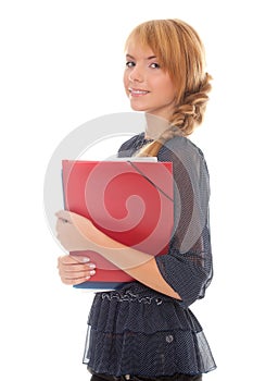 Young woman with folders