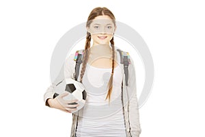 Young woman with foot ball.