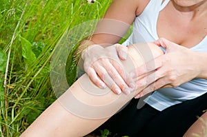 Young woman with a foot trauma