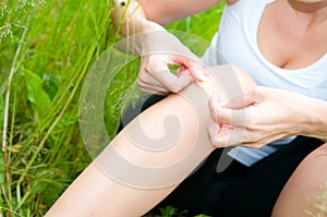 Young woman with a foot trauma