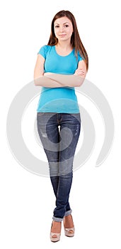 Young woman full length isolated