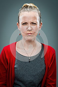 Young Woman with Furious Expression