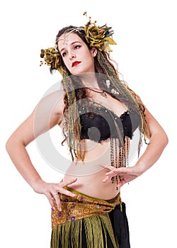 Young woman in gaelic nature-inspired fantasy costume photo