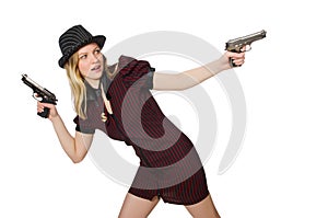 Young woman gangster with gun