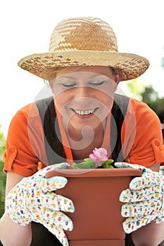 Young woman - gardening