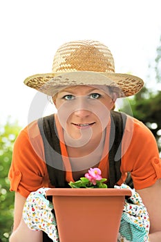 Young woman gardening