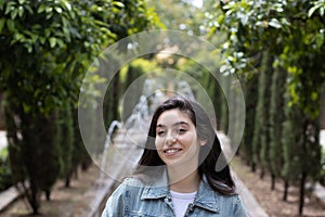 Young woman in a gardens mallorca